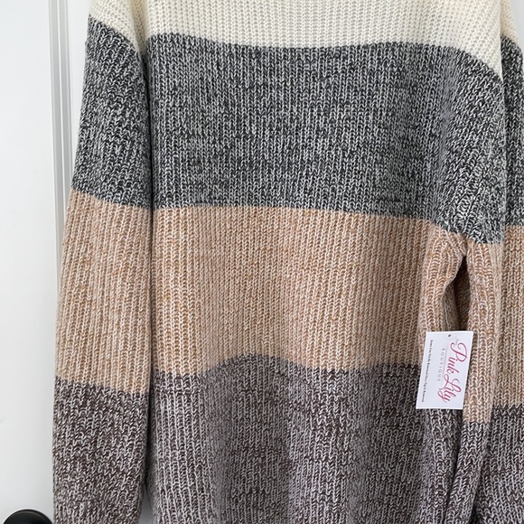 Pink Lily Balloon Sleeve Block Sweater - Picture 4 of 5